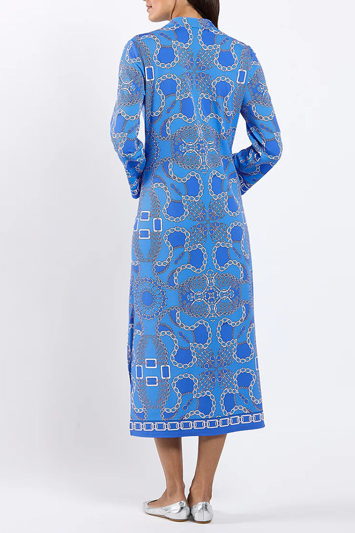 Geometric Long Sleeve Maxi Caftan Dress