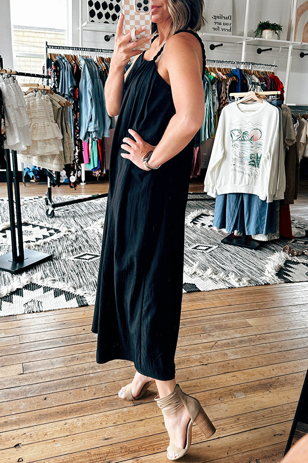 Notched Neckline Halter Dress