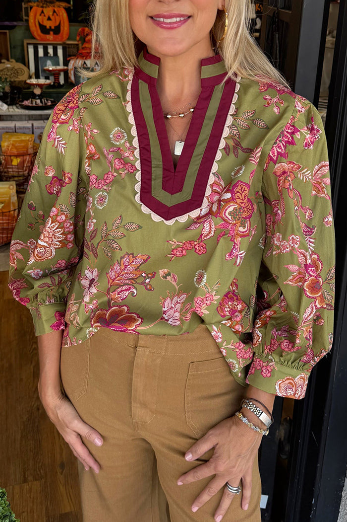 Scallop Edge Floral Top
