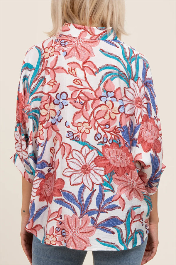 Casual Batsleeved Floral Top