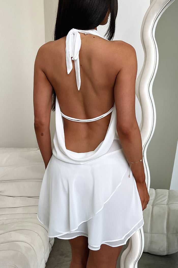Cowl Neck Halter Mini Dress