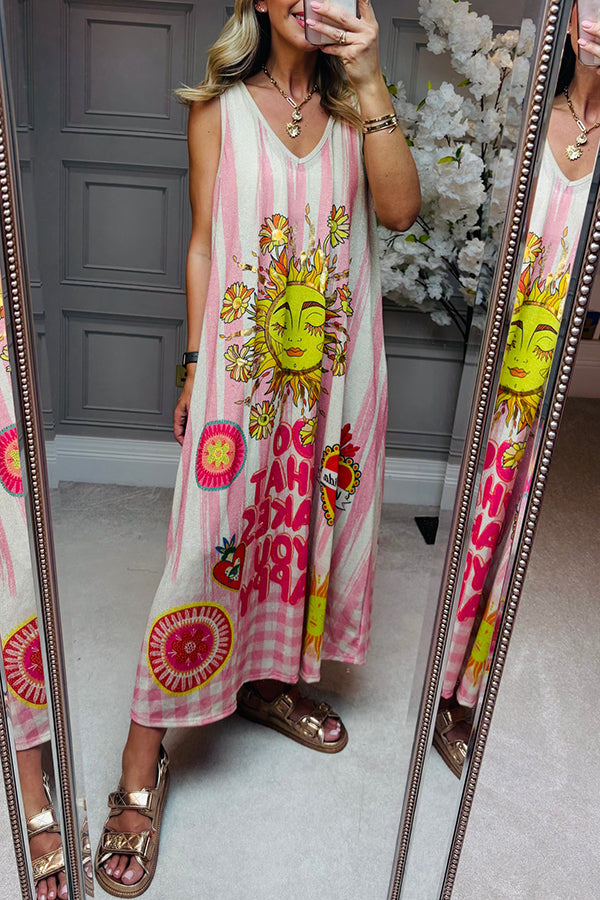 Casual Sun Patterned Striped Dress