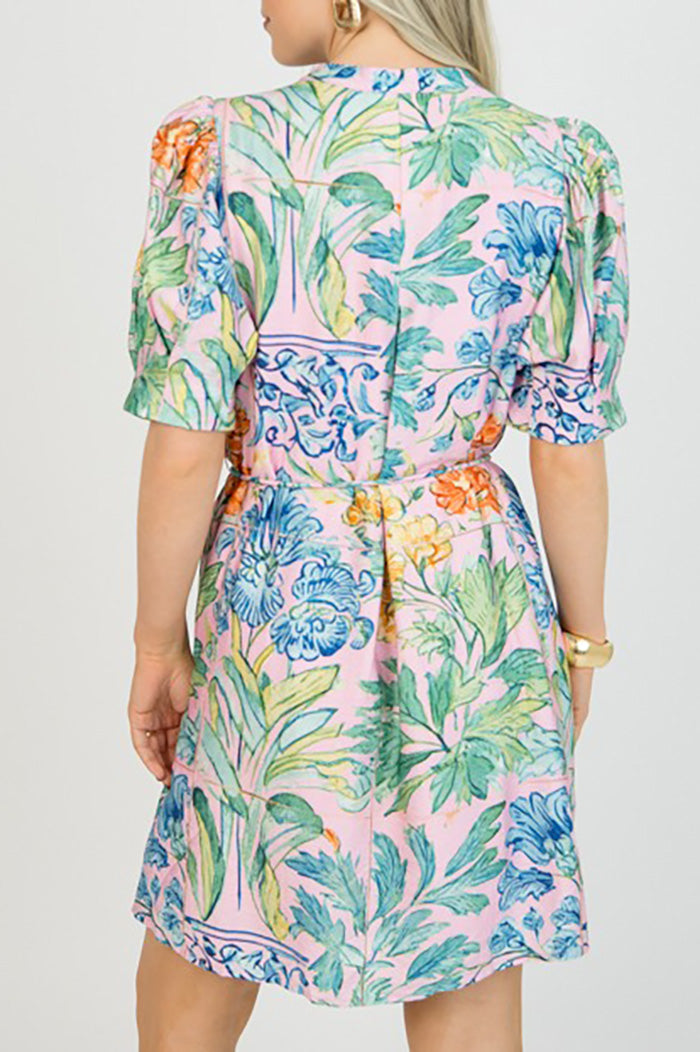Blossom Pleat Tie-Waist Pocket Dress