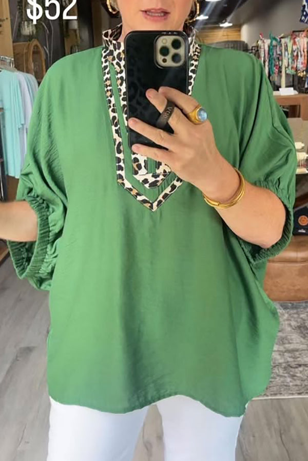 Casual Leopard Patchwork Top