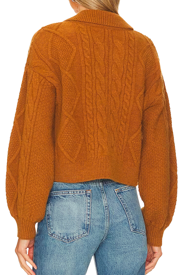 Solid-Color Knitted Pullover