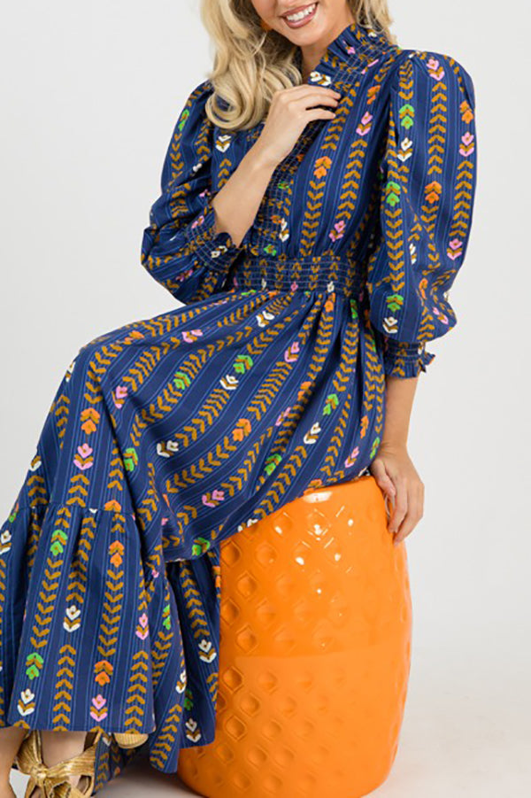 Linear Bloom Maxi Dress