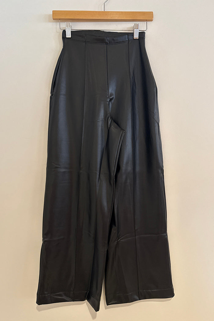 High Waist Leather Wide Leg Pants