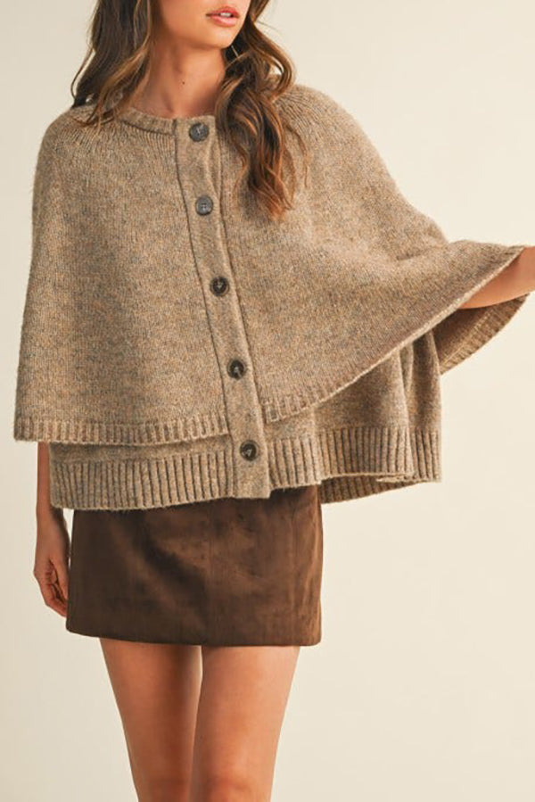 Casual Knit Cape Cardigan