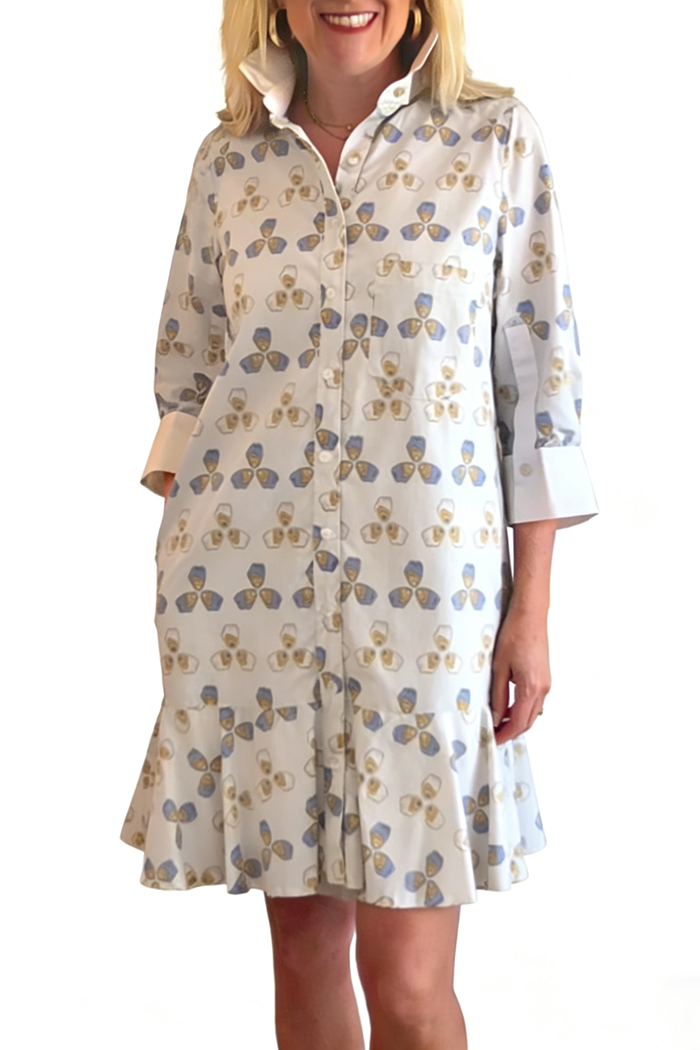 3/4 Sleeve Ruffle Hem Dress