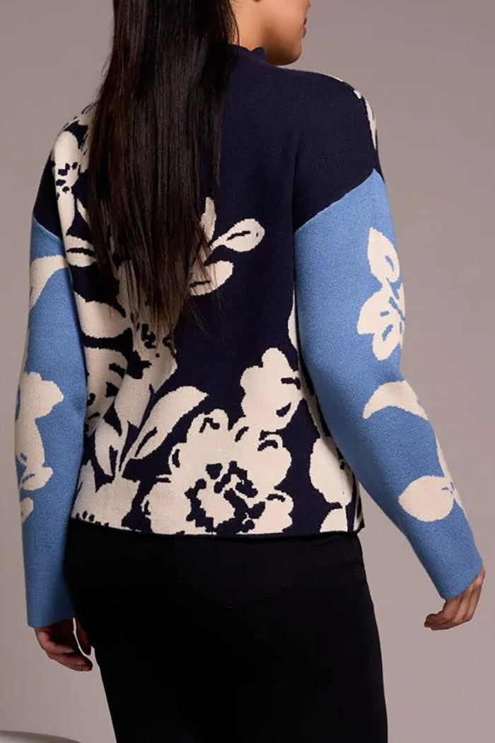 Knit Jacquard Funnel Neck Sweater