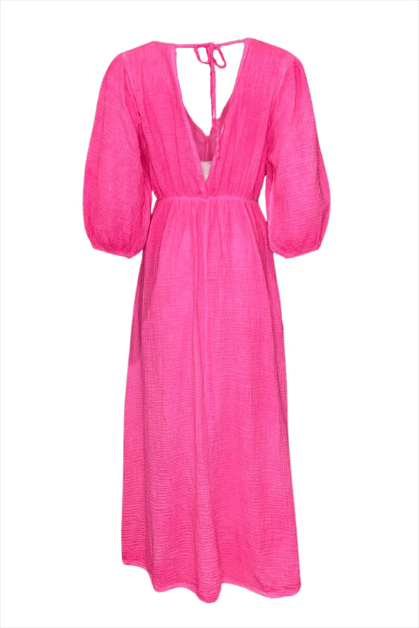 Tied Back Neck Cotton Dress