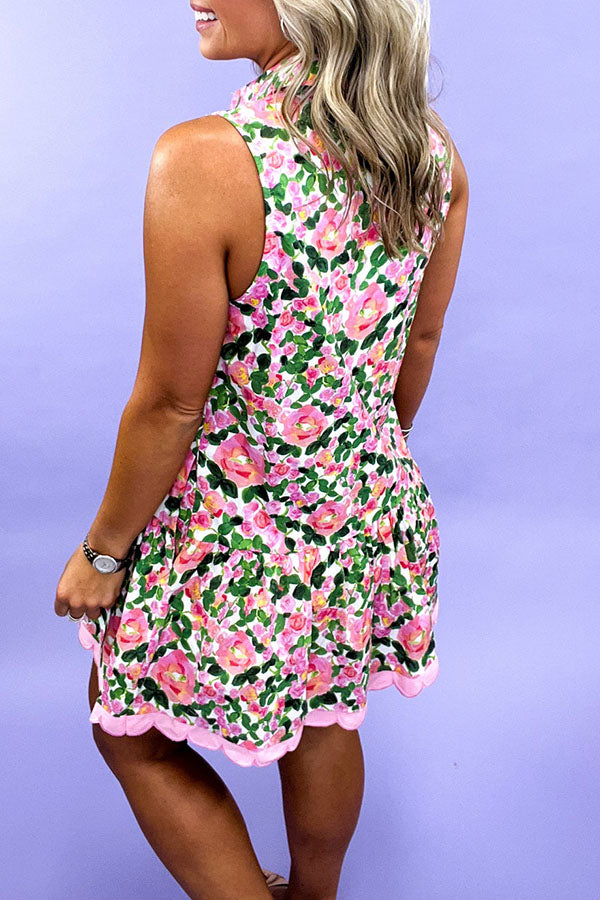 Floral Printed Ruffled Hem Dress