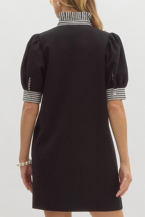 Stripe Collar Pocket Dress