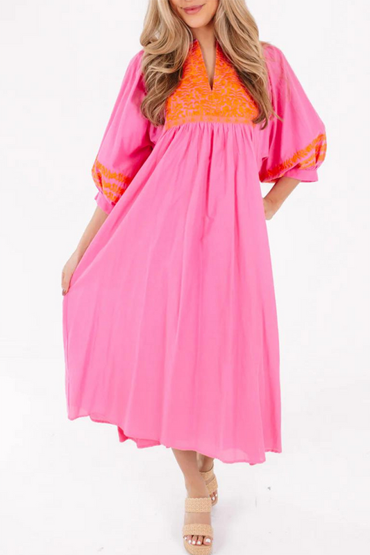 Embroidered Detail Pockets Dress