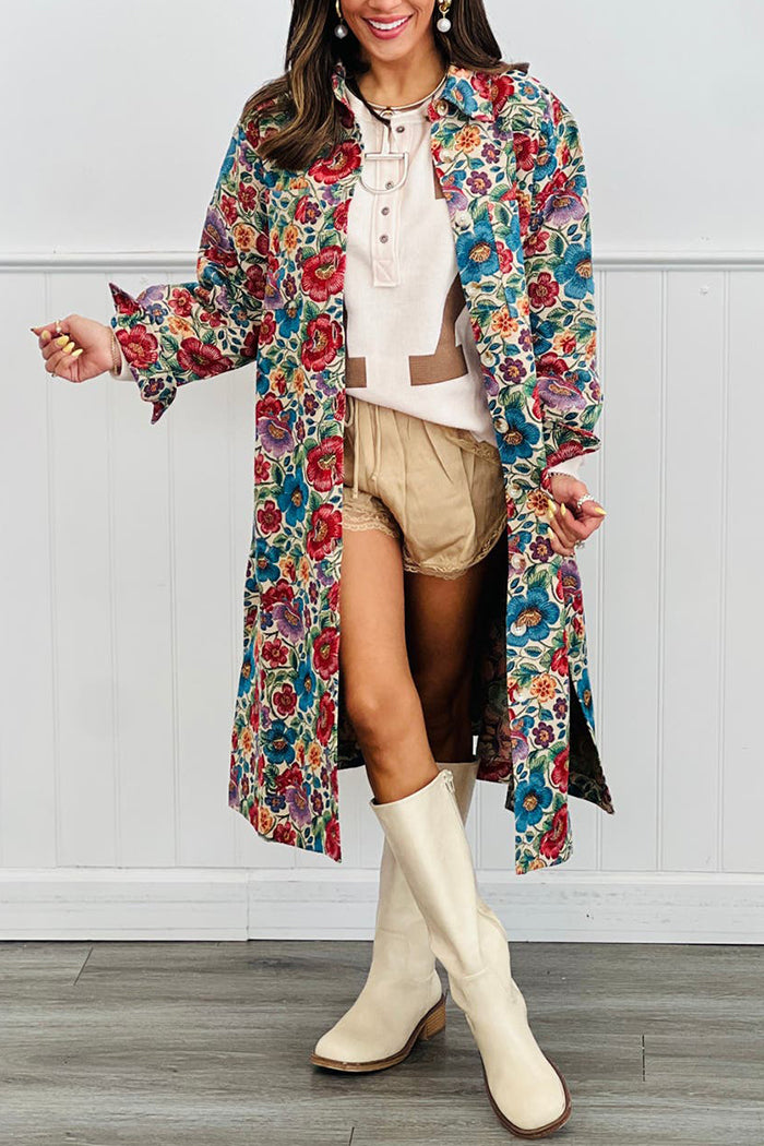 Casual Floral Pattern Coat