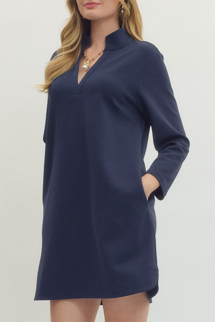 3/4 Sleeve Pocket Shift Dress