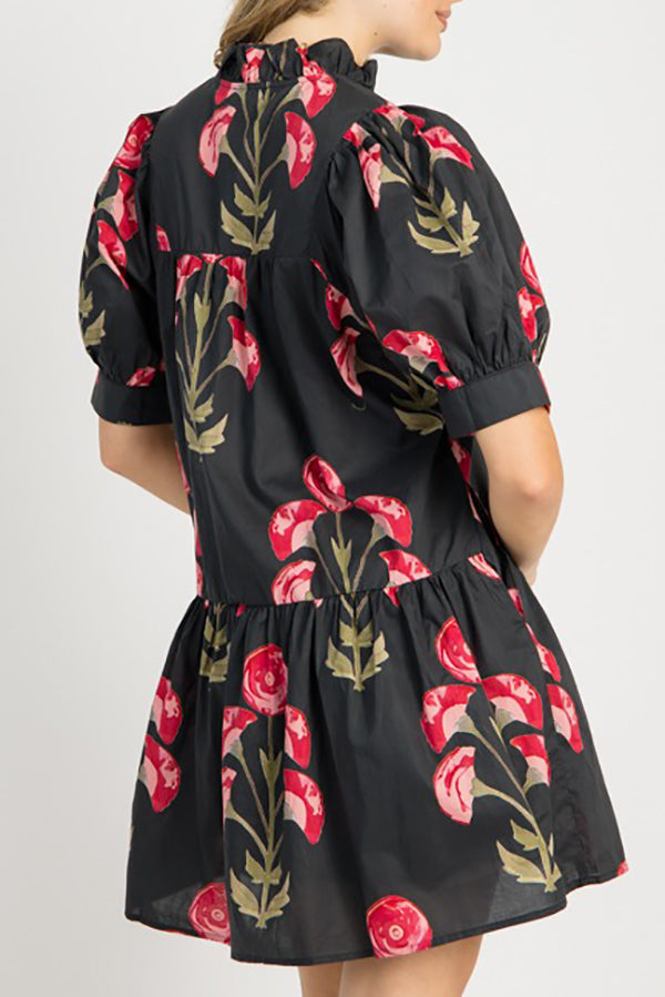 Puff Sleeve Floral Dress
