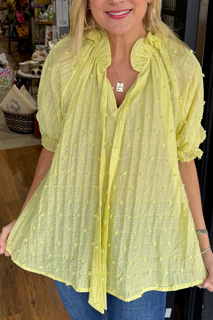 Half Sleeve Ruffle Tie Top