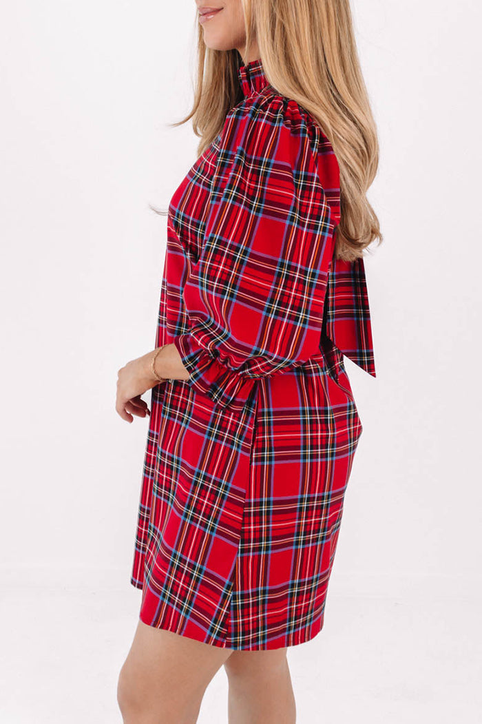 Ruffle-Collar Plaid Mini Dress
