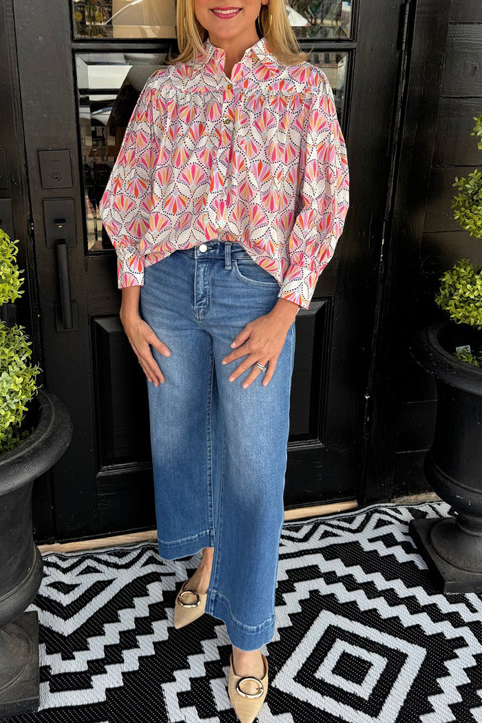 Puff Sleeve Printed Top