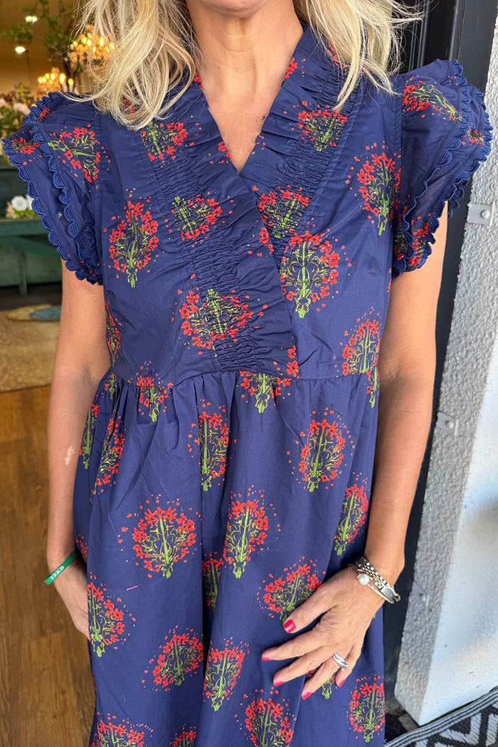 Floral Flounce Sleeve Dress