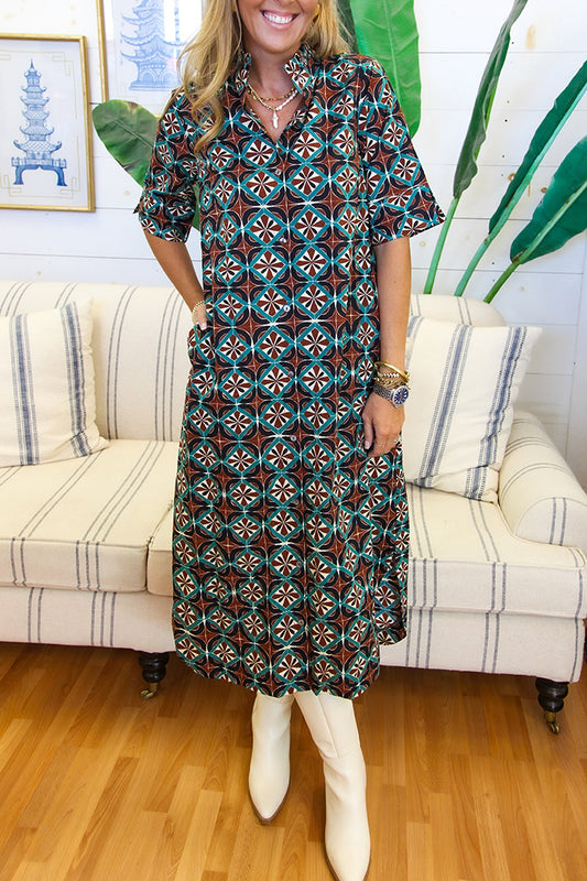 Casual Retro Patterned Dress