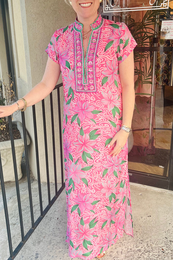 Side Slit Cap Sleeve Caftan