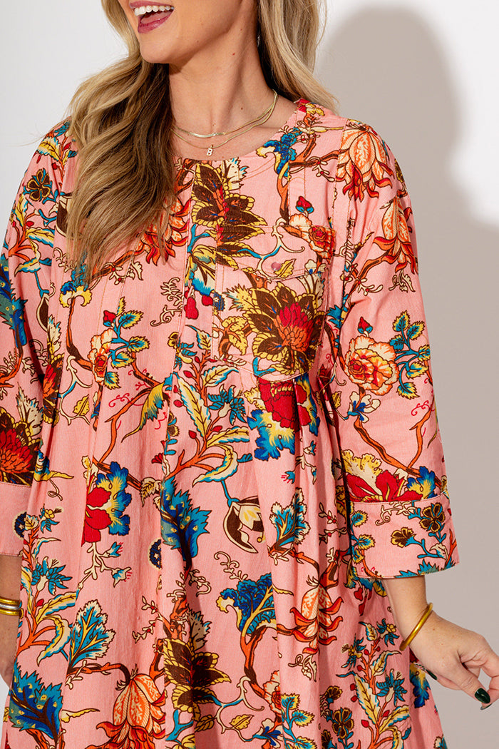 Casual Floral Pocket Dress