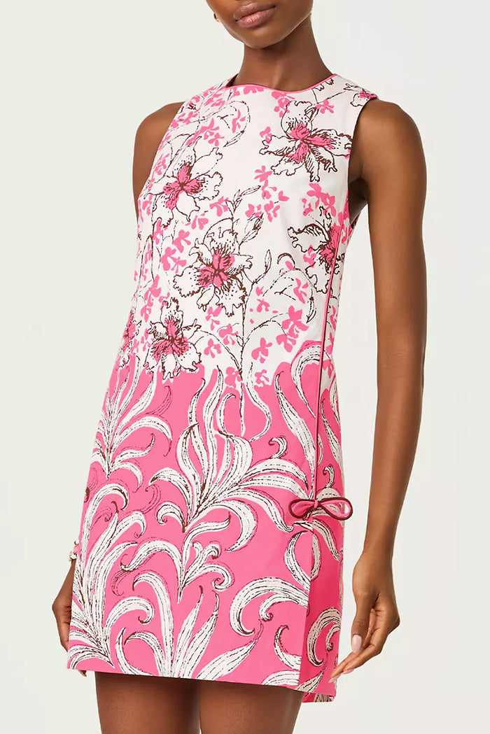 Sleeveless Floral Tie Detail Shift Dress