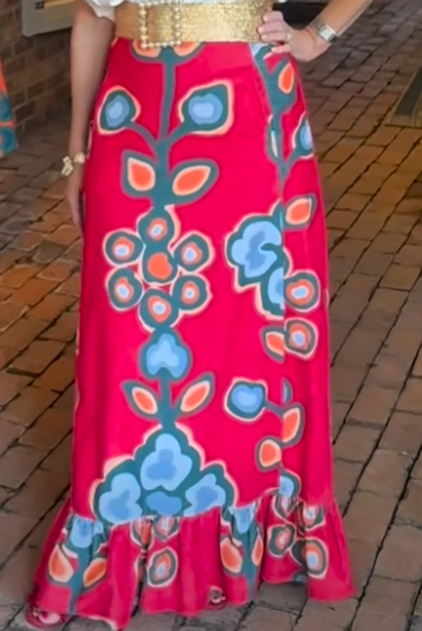 Ruffle Layering Floral Skirt