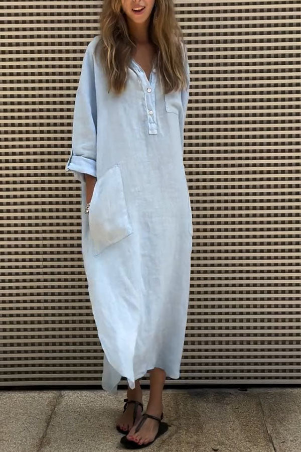 Casual Solid Color Pocket Dress