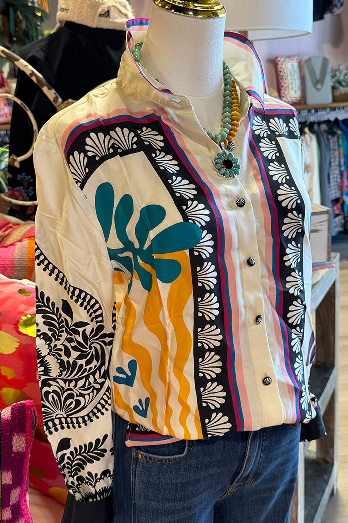 Print Button Down Tunic