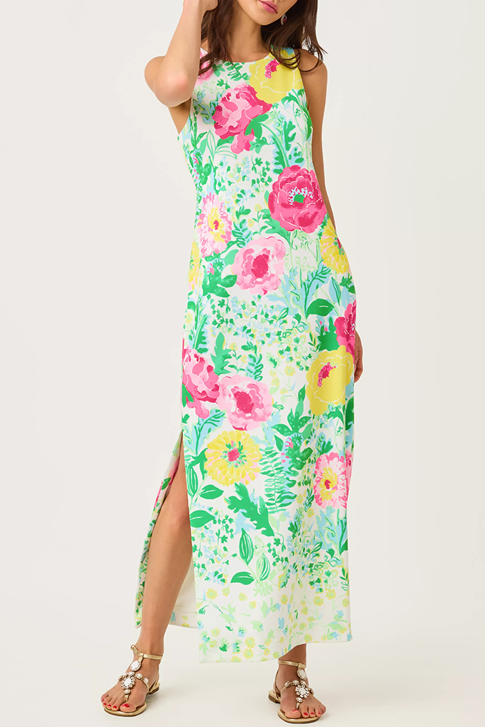 Sleeveless Floral Slit Maxi Dress