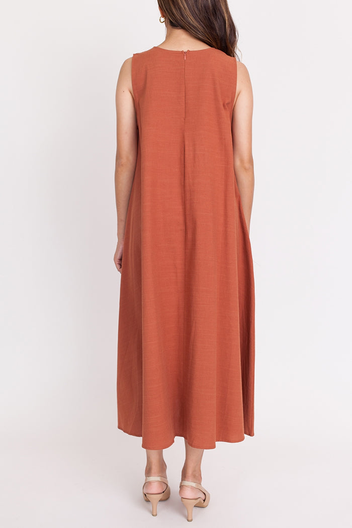 Sleeveless A Line Pocket Dress