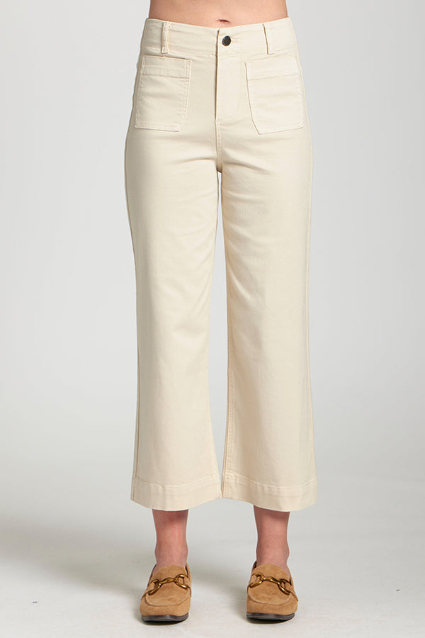 Patch Pockets Wide Leg Pant