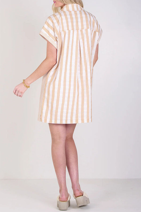 Stripes Front Pockets Dress