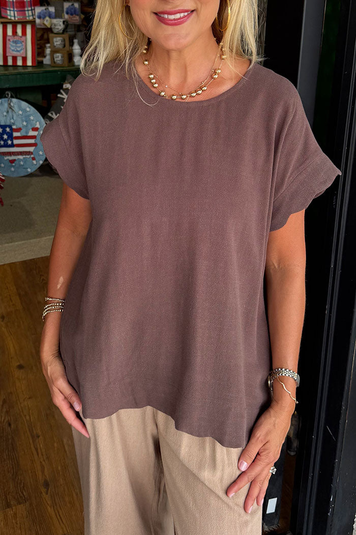 Solid Color Scalloped Edges Top