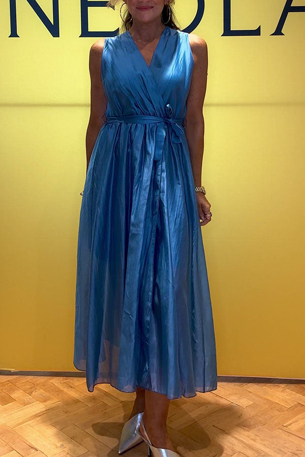 Casual Belt Pleated Dress