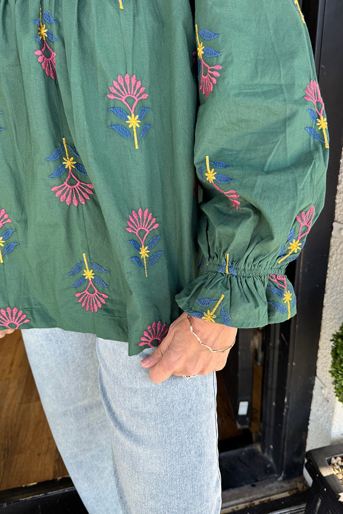 Casual Embroidered Floral Top