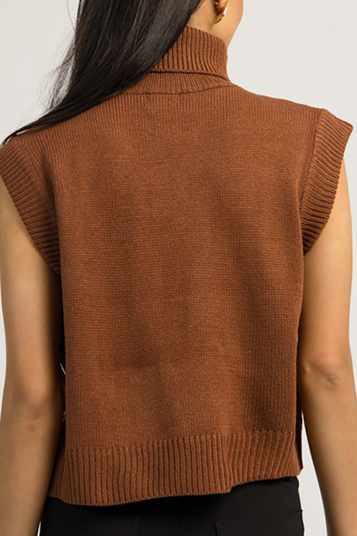 Casual Turtleneck Sleeveless Sweater