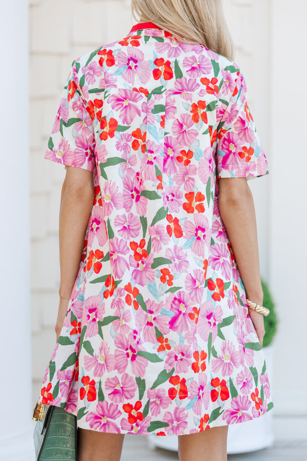 Casual Floral Pocket Dress