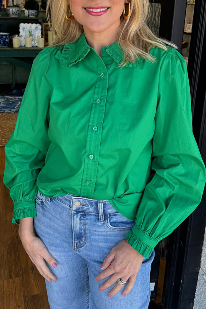 Ruffle Collar Puff Sleeve Top