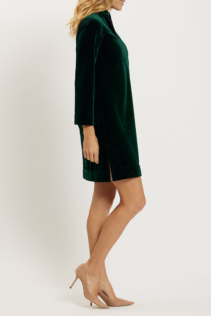 Velvet V-Neck Long Sleeves Dress