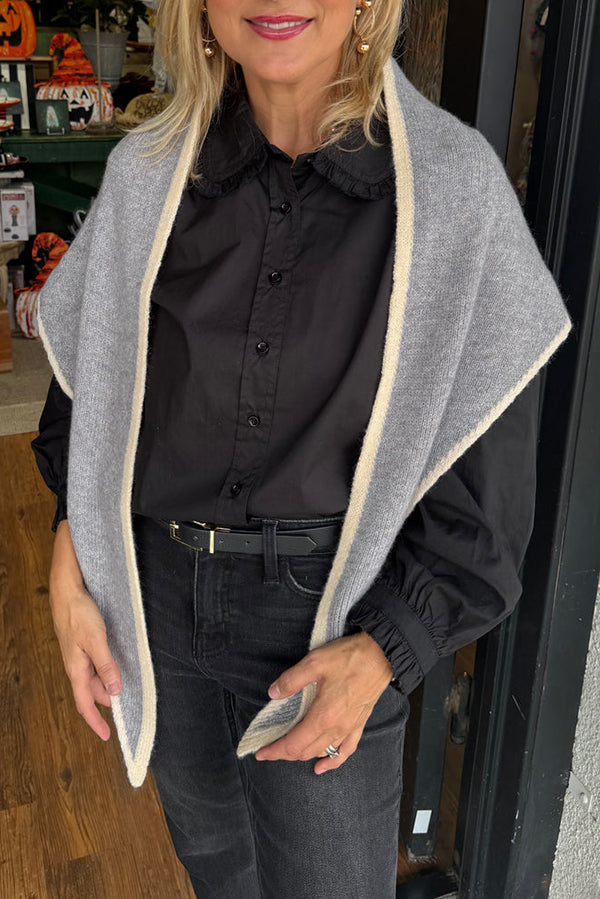 Contrast Border Triangle Scarf