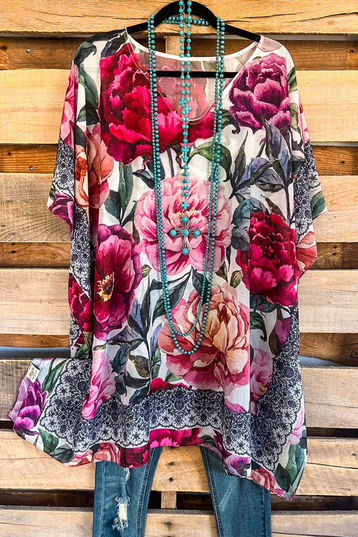 Sheer Peony Floral Poncho
