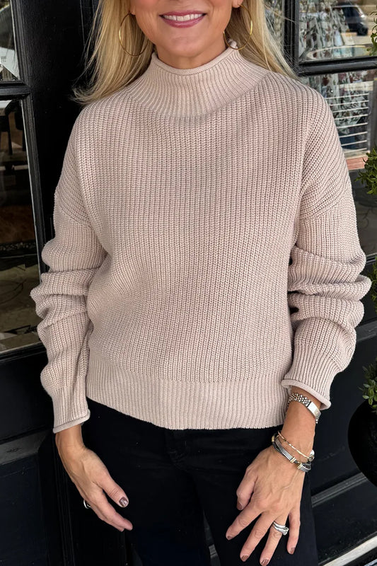 Mock Neck Rib Knit Sweater