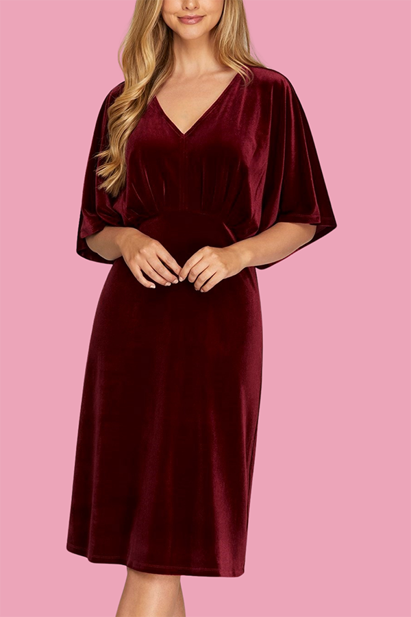 Kimono Sleeve Velvet Dress