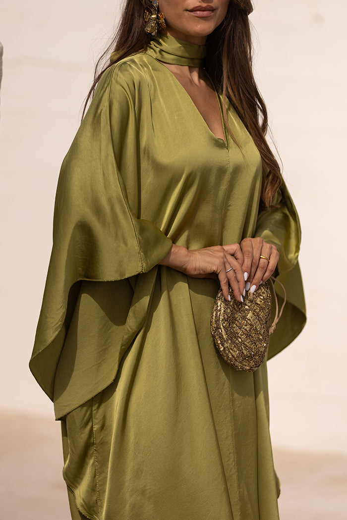 Back Tie Batwing Maxi Dress