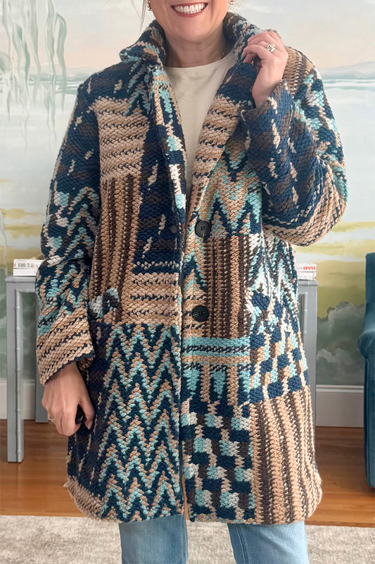 Casual Multi Print Coat