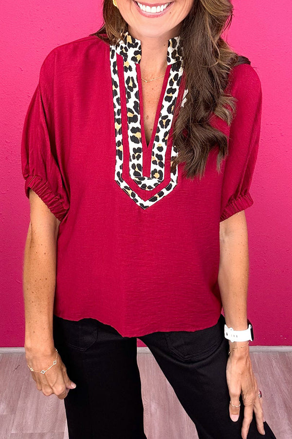 Casual Leopard Print Collar Top